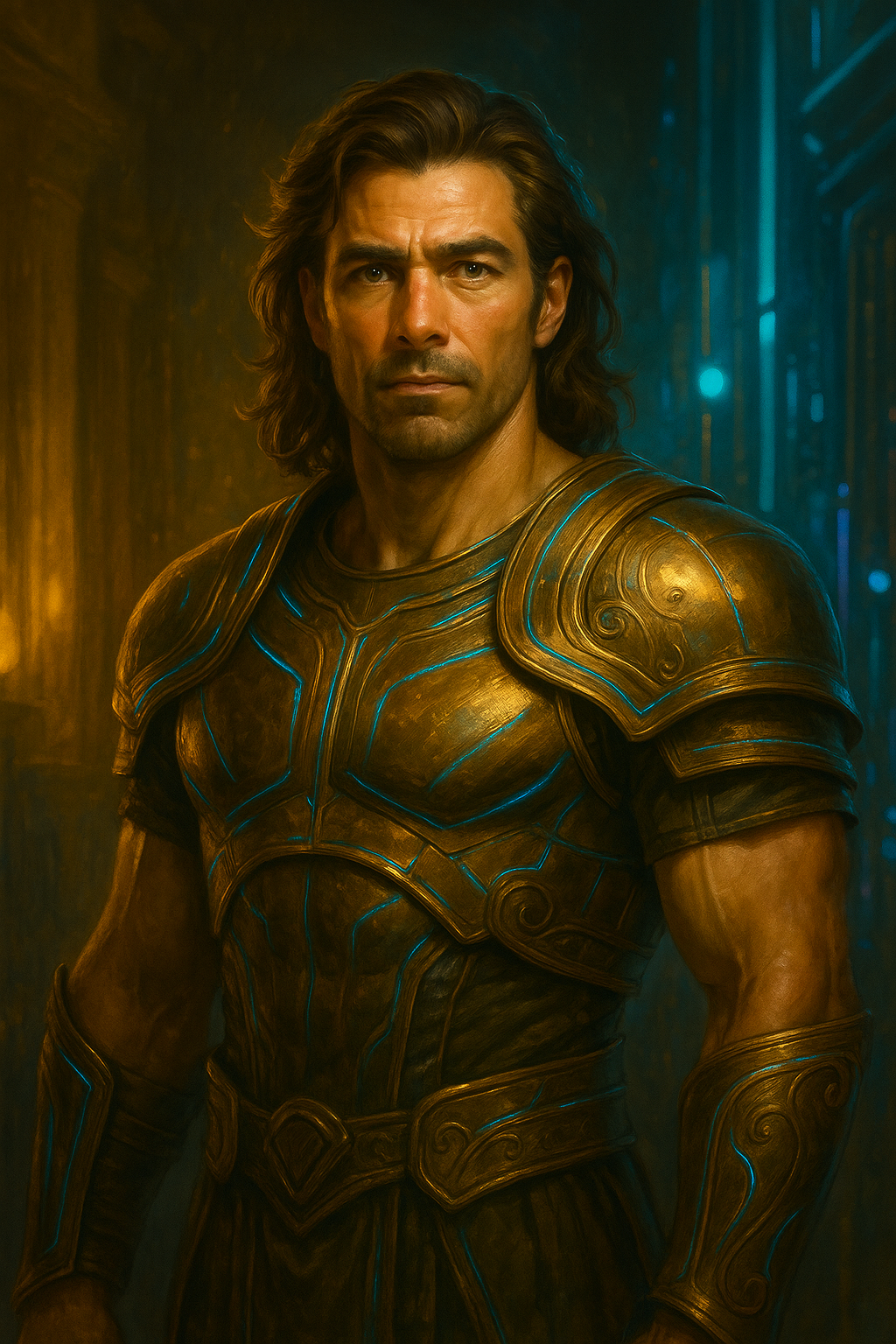 Berteus — postać w złotej zbroi, półpostać od pasa w górę